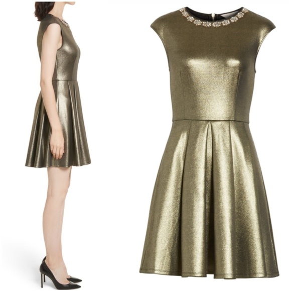 🍒NWT🍒 TED BAKER BEJEWELED FIT & FLARE DRESS - Picture 11 of 13